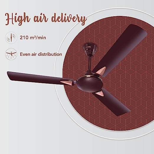 Hindware Lira 1200mm Designer 3 Blade Ceiling Fan with Premium Paint Finish and Dust Resistant Aluminium Aerodynamic Blades For Even Air Distribution (Brown) (open box) Hindware Lira 1200mm Designer 3 Blade Ceiling Fan with Premium Paint Finish and Dust Resistant Aluminium Aerodynamic Blades For Even Air Distribution (Brown) (open box)